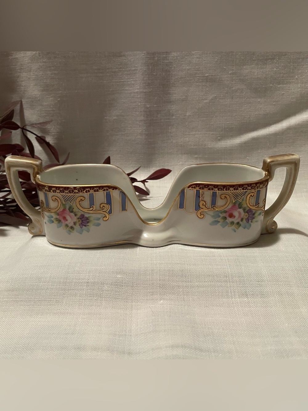 Vintage Noritake Morimura Spoon Holder/ Spoon Caddy with Gold Gilt Trim
